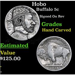 Hobo Buffalo Nickel 5c Grades Hand Carved