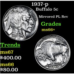 1937-p Buffalo Nickel 5c Grades GEM++ Unc