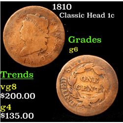 1810 Classic Head Large Cent 1c Grades g+