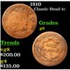 Image 1 : 1810 Classic Head Large Cent 1c Grades g+