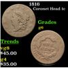 Image 1 : 1816 Coronet Head Large Cent 1c Grades g+