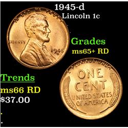 1945-d Lincoln Cent 1c Grades Gem+ Unc RD