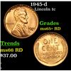 Image 1 : 1945-d Lincoln Cent 1c Grades Gem+ Unc RD