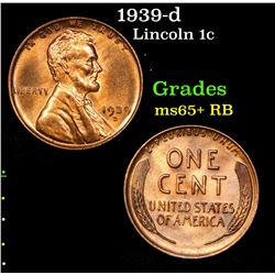 1939-d Lincoln Cent 1c Grades Gem+ Unc RB