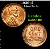 Image 1 : 1939-d Lincoln Cent 1c Grades Gem+ Unc RB