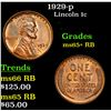 Image 1 : 1929-p Lincoln Cent 1c Grades Gem+ Unc RB