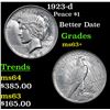 Image 1 : 1923-d Peace Dollar $1 Grades Select+ Unc