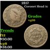 Image 1 : 1817 Coronet Head Large Cent 1c Grades vg+