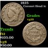 Image 1 : 1825 Coronet Head Large Cent 1c Grades vg+