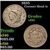 Image 1 : 1835 Coronet Head Large Cent 1c Grades vf+