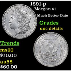 1891-p Morgan Dollar $1 Grades Unc Details