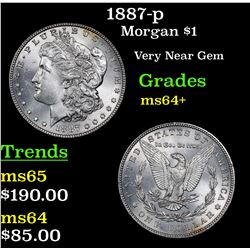 1887-p Morgan Dollar $1 Grades Choice+ Unc