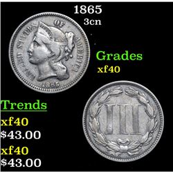 1865 Three Cent Copper Nickel 3cn Grades xf
