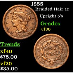 1855 Braided Hair Large Cent 1c Grades vf++