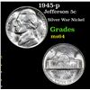 Image 1 : 1945-p Jefferson Nickel 5c Grades Choice Unc