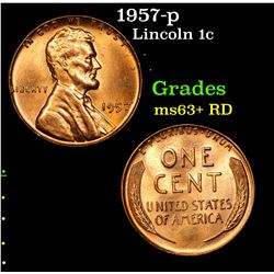 1957-p Lincoln Cent 1c Grades Select+ Unc RD