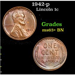 1942-p Lincoln Cent 1c Grades Select+ Unc BN