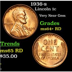 1936-s Lincoln Cent 1c Grades Choice+ Unc RD