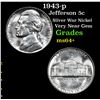 Image 1 : 1943-p Jefferson Nickel 5c Grades Choice+ Unc