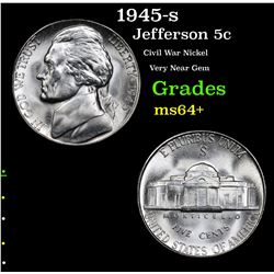 1945-s Jefferson Nickel 5c Grades Choice+ Unc