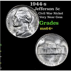 1944-s Jefferson Nickel 5c Grades Choice+ Unc