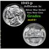 Image 1 : 1945-p Jefferson Nickel 5c Grades Choice+ Unc