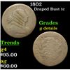 Image 1 : 1802 Draped Bust Large Cent 1c Grades g details