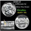 Image 1 : 1945-d Jefferson Nickel 5c Grades Select Unc+ 5fs