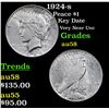 Image 1 : 1924-s Peace Dollar $1 Grades Choice AU/BU Slider
