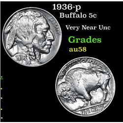 1936-p Buffalo Nickel 5c Grades Choice AU/BU Slider