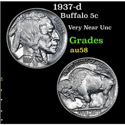 1937-d Buffalo Nickel 5c Grades Choice AU/BU Slider