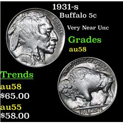 1931-s Buffalo Nickel 5c Grades Choice AU/BU Slider