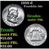 Image 1 : 1958-d Franklin Half Dollar 50c Grades Select Unc+ FBL