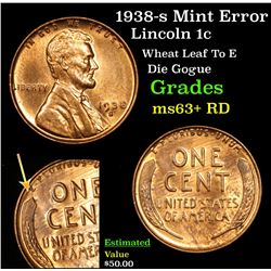 1938-s Mint Error Lincoln Cent 1c Grades Select+ Unc RD