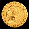 Image 2 : 1909-p Gold Indian Quarter Eagle $2 1/2 Grades Select AU