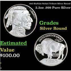 1913 Buffalo Nickel Tribute Silver Round 2.2oz .999 Pure Silver Grades