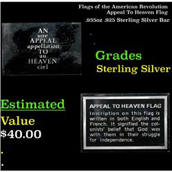 Flags of the American Appeal To Heaven Flag .935oz .925 Sterling Silver Bar Grades