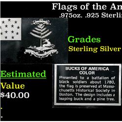 Flags of the American Bucks Of America Color Flag .975oz. .925 Sterling Silver Bar Grades