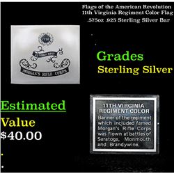 Flags of the American 11th Virginia Regiment Color Flag .575oz .925 Sterling Silver Bar Grades