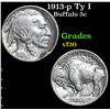 Image 1 : 1913-p Ty I Buffalo Nickel 5c Grades VF
