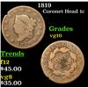 Image 1 : 1819 Coronet Head Large Cent 1c Grades vg