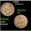 Image 1 : 1860 Indian Cent 1c Grades f