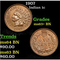 1907 Indian Cent 1c Grades select unc+ Bn