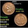 Image 1 : 1907 Indian Cent 1c Grades select unc+ Bn