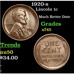 1920-s Lincoln Cent 1c Grades xf+