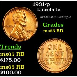 1931-p Lincoln Cent 1c Grades gem+ unc rd