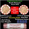 Image 1 : Mixed small cents 1c orig shotgun roll, 1917-d Wheat Cent, 1928-d Wheat Cent other end