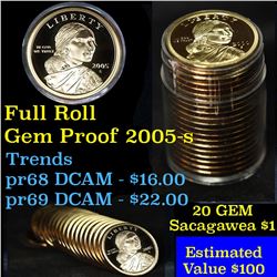 Proof 2005-s Sacagawea dollar roll $1, 20 pieces