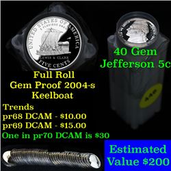 Proof 2004-s Keel Boat Jefferson nickel 5c roll, 40 pieces