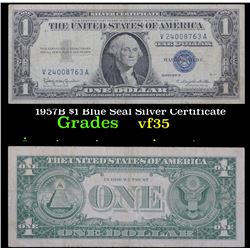1957B $1 Blue Seal Silver Certificate Grades vf++